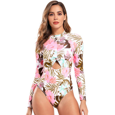 Floral Print Front Opening Women's Rashguard: Beach Ready