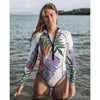 Floral Pattern Kite and Surf Rashguard Swimsuit